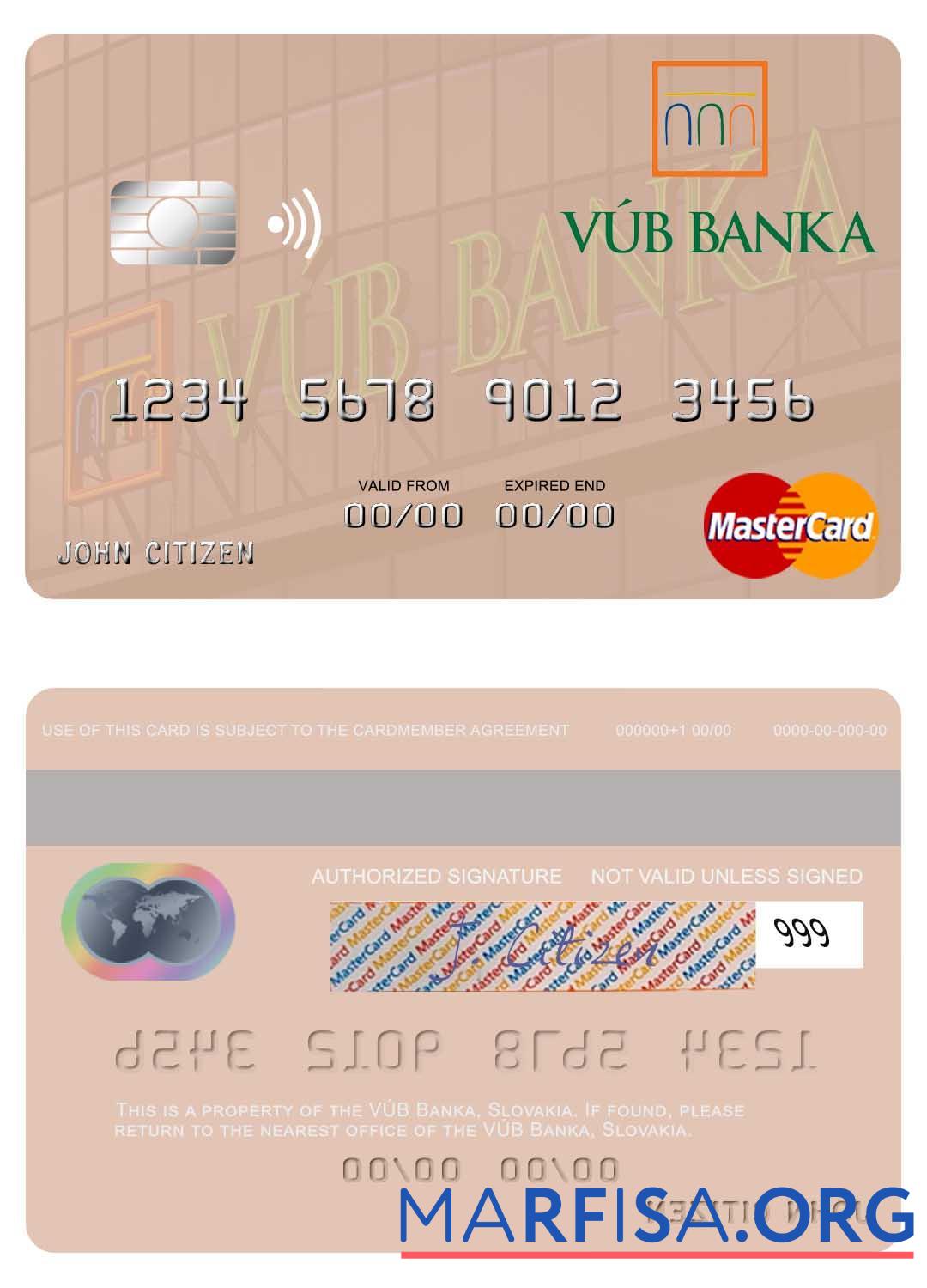 Downloadable Slovakia VÚB Banka mastercard sample